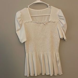 white smocked top